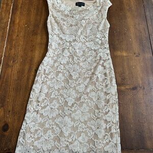 connected apparel Cream Lace Midi Dress